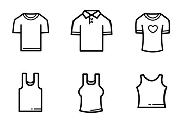 set of t-shirts and undershirts icons - obrazy, fototapety, plakaty