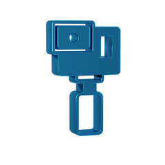 Blue Action extreme camera icon isolated on transparent background. Video camera equipment for filming extreme sports.
