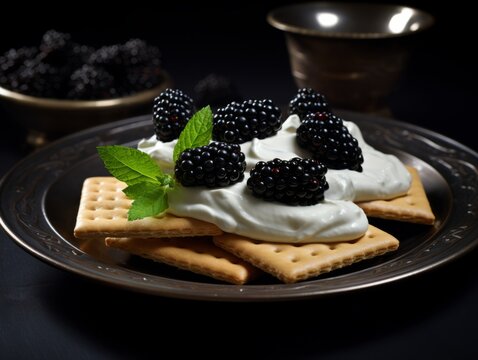 Experience the Luxurious Blend of Cream Crackers and Caviar – A Culinary Journey! Generative AI