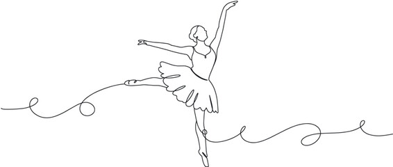Line art of balerina balette dance illustration vector with transparent background  © Wahyu