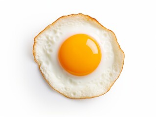 Experience the Ultimate Simplicity: Crisp Fried Egg Isolated on a Pure White Background Generative AI