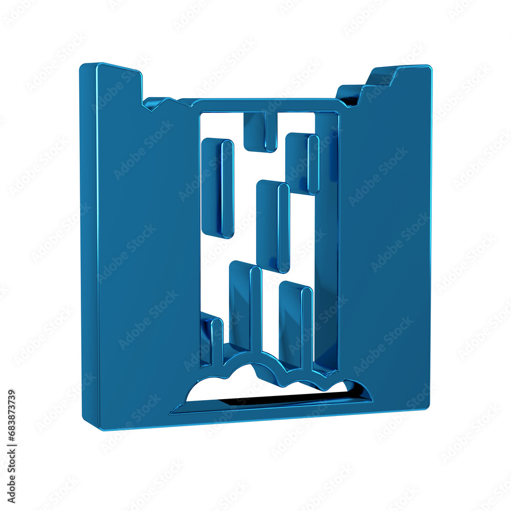 Sticker blue waterfall icon isolated on transparent background.