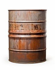 Obraz premium Discover the Rustic Charm: Vintage Metal Barrel Isolated on Pristine White Background Generative AI