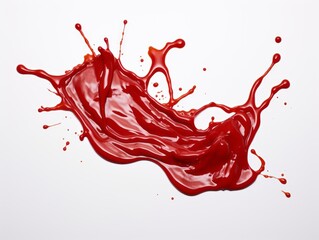 Unleashing Creativity: Captivating Splashes of Ketchup against a Stark White Background! Generative AI