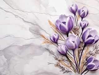 Exquisite Spring Bouquets: A Blend of Purple & White Crocus Magic! Generative AI