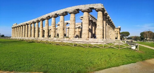 Greek Temple of Hera at Paestum Archeological UNESCO World Heritage Site, Province of Salerno,...