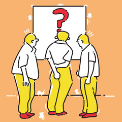 Three men witnessed the red question mark on the white box