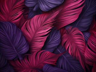 Vibrant Tropical Leaf Paradise on a Purple Canvas: Exotic Backgrounds for You Generative AI