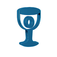 Blue Medieval goblet icon isolated on transparent background. Holy grail.