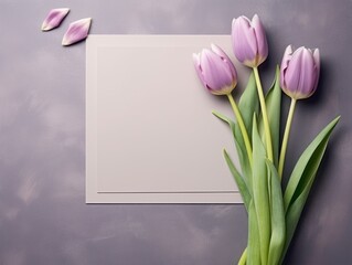Enchanting Tulips: Discover Beauty & Simplicity within a Stunning Grey Framework! Generative AI