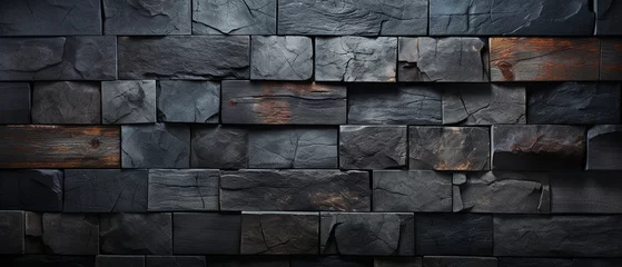 Deurstickers black concrete block texture that has been shined. © tongpatong