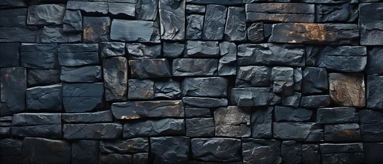 Fotobehang black concrete block texture that has been shined. © tongpatong