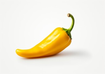 Vibrant Yellow Chilli Pepper: A Pop of Color Against Pure White Background Generative AI