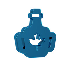 Blue Bottle of maple syrup icon isolated on transparent background.