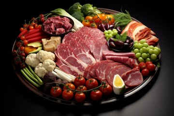 Colorful Food bowl meat vegetables. Cooking meal. Generate Ai