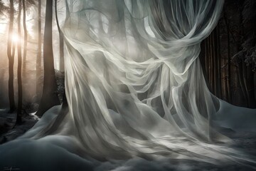 Layers of translucent veils creating a dreamlike atmosphere, as if reality is melting away to reveal a hidden dimension.