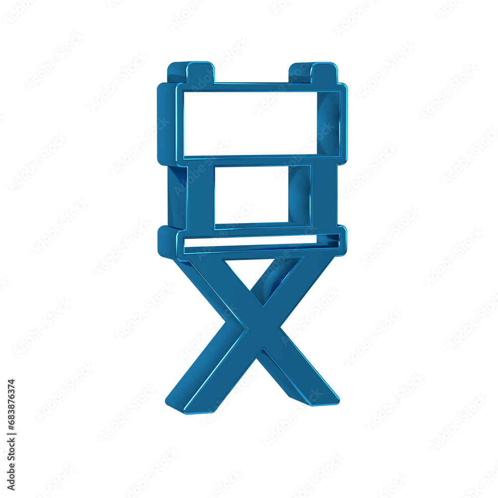 Sticker Blue Director movie chair icon isolated on transparent background. Film industry.