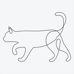 Continuous line hand drawing vector illustration cat art