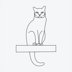 One line hand drawn cat outline vector illustration art