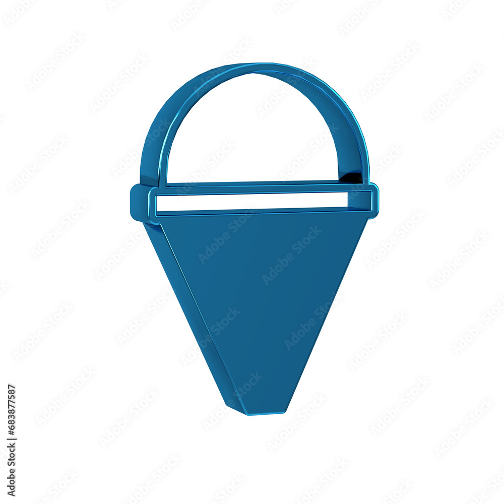 Poster blue fire cone bucket icon isolated on transparent background. metal cone bucket empty or with water