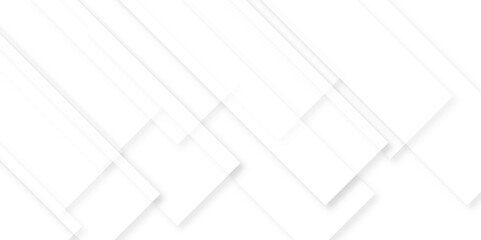 Abstract minimal geometric white and gray light background design. white transparent material in triangle technology and squares shapes in random geometric pattern.