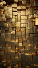 Abstract gold metallic, foil, fabric with geometry, lines material background, seamless wallpaper texture. Great as banner, luxury product cover, happy new year postcard.