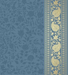 wedding card design, traditional paisley floral pattern , royal India	