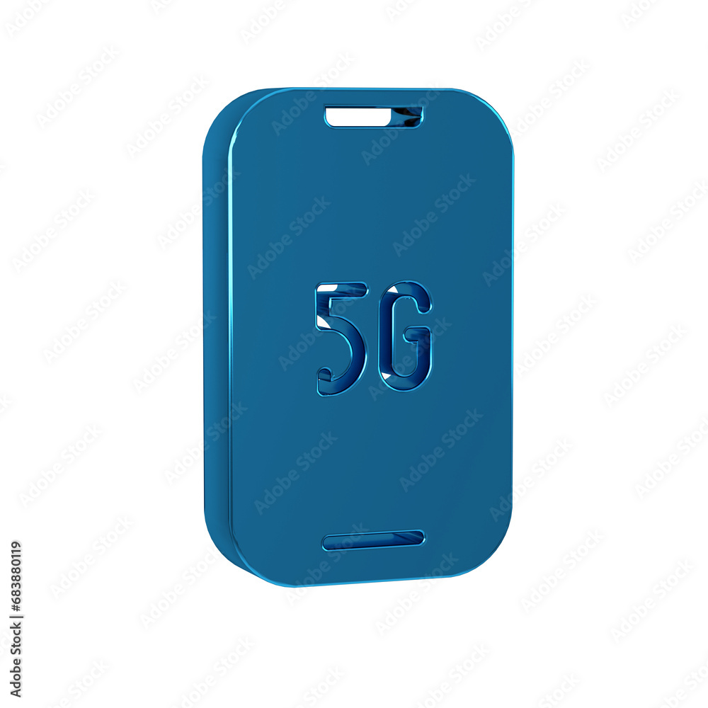 Poster blue mobile with 5g new wireless internet wifi icon isolated on transparent background. global netwo