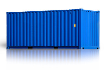 blue container isolated on white background with clipping path.