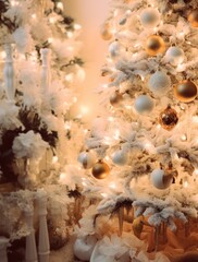 a white, beige, and brown christmas tree
