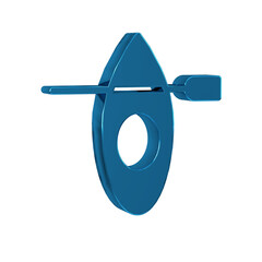 Blue Kayak and paddle icon isolated on transparent background. Kayak and canoe for fishing and tourism. Outdoor activities. - obrazy, fototapety, plakaty