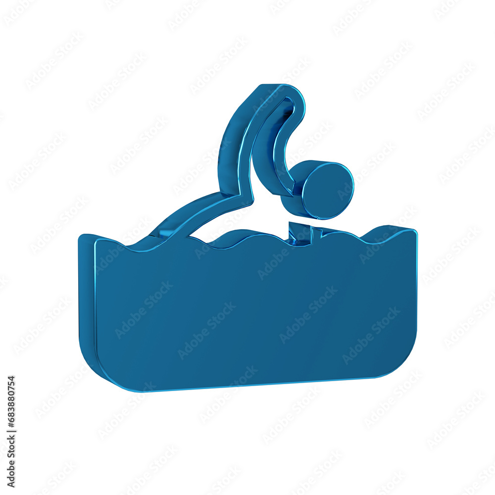 Wall mural blue swimmer athlete icon isolated on transparent background.