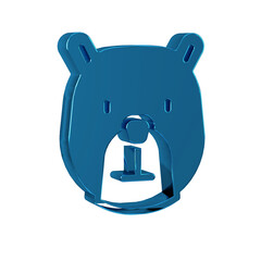 Blue Bear head icon isolated on transparent background.