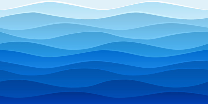 Seamless sea waves pattern. Water wave abstract design. Blue ocean wave layer