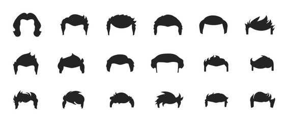 Male Haircuts, Hairstyles Vector Set. Hipster Men Style Big Collection on a Transparent Background - obrazy, fototapety, plakaty