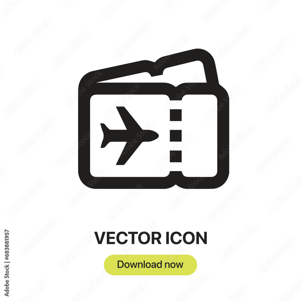 Fototapete boarding pass icon vector. linear-style sign for mobile concept and web design. boarding pass symbol