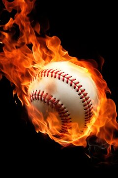An eye-catching image of a baseball ball on fire