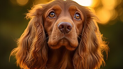 Beautiful Cocker Spaniel. Captivating Portrait of Expressive Eyes and Charm Amidst Lush Nature