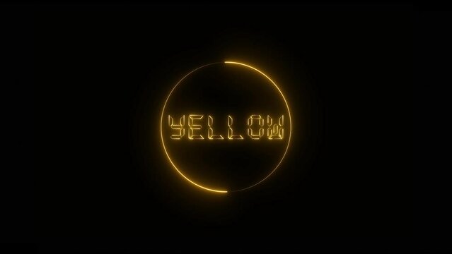 Yellow color neon circle  loading animation. Black background 4k video.