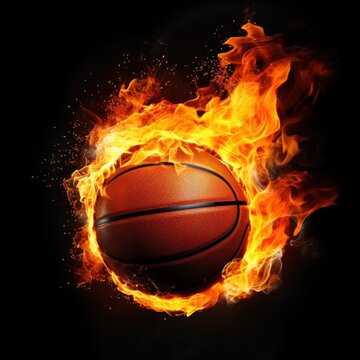 a basketball ball on fire, representing passion and energy, great for creative or dramatic designs