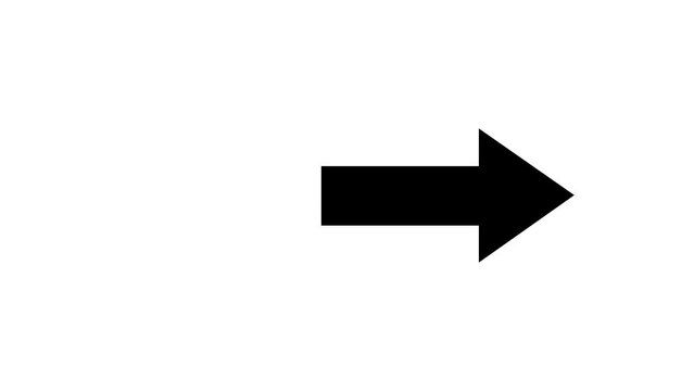 Abstract Directional arrow animation. signal icon. black color a moving arrow pointing to the right. arrow pointing left to right direction on white background loop animation