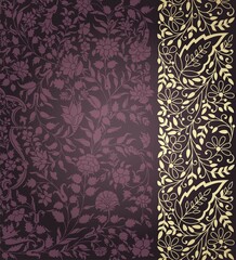 wedding card design, traditional paisley floral pattern , royal India	