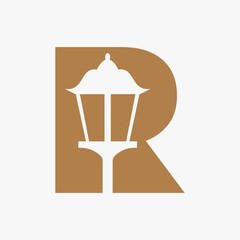 Letter R street light icon design template