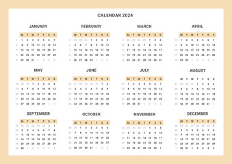 2024 Calendar Template/Landscape