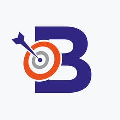 Letter B Arrow Target Logo Combine with Bow Target Symbol