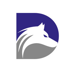 Letter D Wolf Logo. Wolf Symbol Vector Template