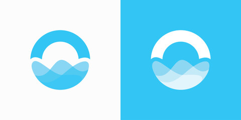 Vector logo illustration of water inside a circle shape