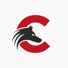 Letter C Wolf Logo. Wolf Symbol Vector Template