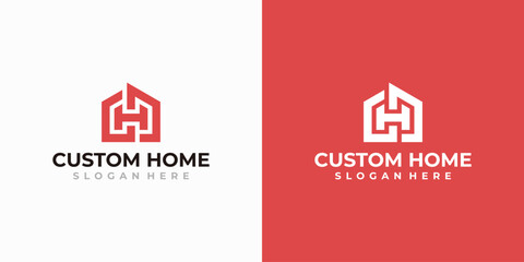 Initial letter H house logo design. Minimalist logo for home and real estate. - obrazy, fototapety, plakaty