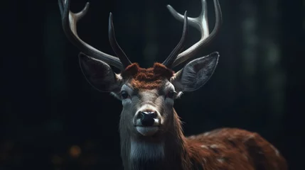 Poster deer as a human realistic portrait.Generative AI © sudipdesign